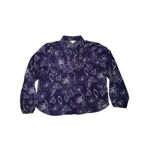 Joe Fresh Blue and White Patterned Blouse